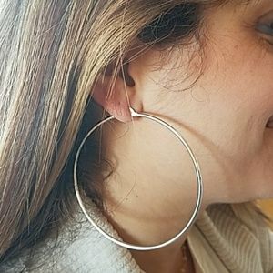 1.5 or 2 inches Silver Hoop Earrings